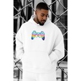 BENROMA 3 Iplik Penye Oyun Konsol Baskılı Büyük Beden Sweatshirt, Beyaz, 5XL