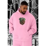 BENROMA 3 Iplik Penye Para Money Baskılı Büyük Beden Sweatshirt, Pembe, 4XL