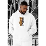 BENROMA 3 Iplik Penye Robotic Baskılı Büyük Beden Sweatshirt, Beyaz, S
