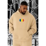 BENROMA 3 Iplik Penye Romanya Baskılı Büyük Beden Sweatshirt, Bej, XL