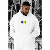 BENROMA 3 Iplik Penye Romanya Baskılı Büyük Beden Sweatshirt, Beyaz, L
