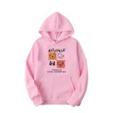 BENROMA 3 Iplik Penye Sevimli Ayıcık Baskılı Kapüşonlu Oversize Sweatshirt, Pembe, M