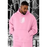 BENROMA 3 Iplik Penye Titan Baskılı Büyük Beden Sweatshirt, Pembe, M
