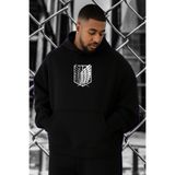 BENROMA 3 Iplik Penye Titan Baskılı Büyük Beden Sweatshirt, Siyah, M