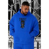 BENROMA 3 Iplik Penye Trust Baskılı Büyük Beden Sweatshirt, Saks Mavisi, 2XL