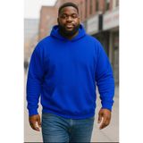 BENROMA 3 Iplik Penye Unisex Kapüşonlu Büyük Beden Sweatshirt, Saks Mavisi, 5XL
