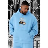 BENROMA 3 Iplik Penye Vosvos Karavan Baskılı Büyük Beden Sweatshirt, Bebe Mavisi, XL