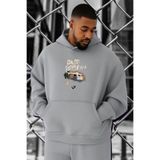 BENROMA 3 Iplik Penye Vosvos Karavan Baskılı Büyük Beden Sweatshirt, Gri, XL