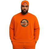 BENROMA 3 Iplik Penye Wos Wos Baskılı Büyük Beden Unisex Sweatshirt, Turuncu, S