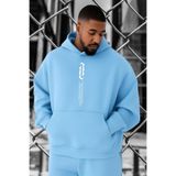 BENROMA 3 Iplik Penye Yazi Baskılı Büyük Beden Sweatshirt, Bebe Mavisi, S