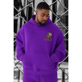 BENROMA A Baskılı Büyük Beden Sweatshirt, Mor, S