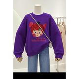 BENROMA Alice İn Wonderland Baskılı Unisex Sweatshırt,Mor 2XL