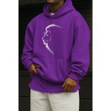 BENROMA Aslan Baskılı Sweatshırt,Mor 4XL