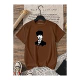 BENROMA Atatürk Baskılı Oversize Unisex Tişört, BNRSALO7, Kahverengi, S
