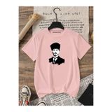 BENROMA Atatürk Baskılı Oversize Unisex Tişört, BNRSALO7, Pembe, S
