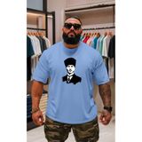 BENROMA Atatürk Baskılı Oversize Unisex Tişört, BNRSALO9, Bebe Mavisi, 4XL