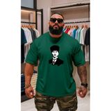 BENROMA Atatürk Baskılı Oversize Unisex Tişört, BNRSALO9, Yeşil, M
