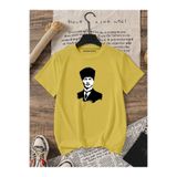 BENROMA Atatürk Baskılı Oversize Unisex Tişört, Sarı, 2XL, BNRSALO7