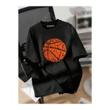 BENROMA Basketbol Topu Baskılı Oversize Unisex Tişört[3-12 Yaş Aralığı Çocuk Tişört Mevcut],Siyah 11-12 Yaş
