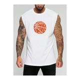 BENROMA Basketbol Yopu Baskılı Kolsuz Tişört,Beyaz M
