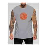 BENROMA Basketbol Yopu Baskılı Kolsuz Tişört,Gri M