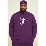 BENROMA Basketbolcu Baskılı Büyük Beden Unisex Sweatshirt, Mor, 5XL