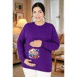 BENROMA Baskılı Hamile Sweatshirt, Mor, S, HMLEBBSKLTA5