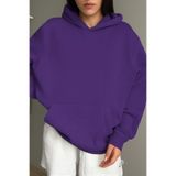 BENROMA Baskısız Düz Ünisex Kapüşonlu Sweatshirt, Mor, XL, SWEAT6KAPBNRQ11