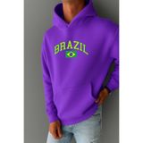BENROMA Brazil Baskılı Sweatshırt,Mor 4XL