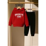 BENROMA Brooklyn Baskılı 3 Iplik Çocuk Eşofman Takımı, Kırmızı, 7-8 Yaş, TKMKAPCOCUKBF7