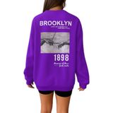 Benroma Brooklyn Baskılı Unisex Sweatshirt SWEATBIS1BNRQ1, Mor, 2XL