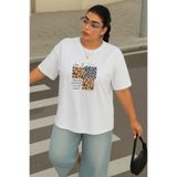 BENROMA Büyük Beden Love Is Wıld Baskılı Unisex Tişört,Beyaz L