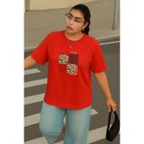 BENROMA Büyük Beden Love Is Wıld Baskılı Unisex Tişört,Kırmızı 5XL