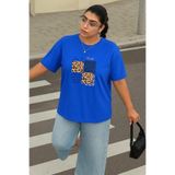 BENROMA Büyük Beden Love Is Wıld Baskılı Unisex Tişört,Saks Mavisi 5XL