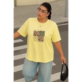 BENROMA Büyük Beden Love Is Wıld Baskılı Unisex Tişört,Sarı M