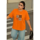 BENROMA Büyük Beden Love Is Wıld Baskılı Unisex Tişört,Turuncu L