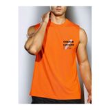 BENROMA Charlie Luciano Baskılı Unisex Kolsuz Tişört,Turuncu M