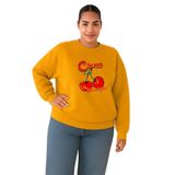BENROMA Cherry Kiraz Baskılı Büyük Beden Unisex Sweatshirt, Sarı, L