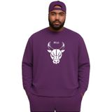 BENROMA Chicago Bulls Baskılı Büyük Beden Unisex Sweatshirt, Mor, 4XL