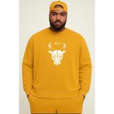 BENROMA Chicago Bulls Baskılı Büyük Beden Unisex Sweatshirt, Sarı, XL