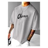 BENROMA Chıcago Bulls Baskılı Oversize Tişört,Gri 5XL