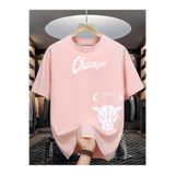 BENROMA Chıcago Bulss Baskılı Oversize Tişört,Pembe 2XL