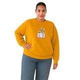 BENROMA Çiçekli Fotoğraf Makinesi Baskılı Büyük Beden Unisex Sweatshirt, Sarı, 2XL