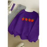 BENROMA Çilek Baskılı Unisex Sweatshirt, Mor, 4XL, SWEATBISBNRQ1