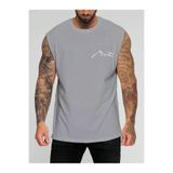 BENROMA Dağ Baskılı Kolsuz Tişört,Gri M