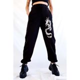 BENROMA Ejder Baskılı Oversize Unisex Eşofman, Siyah, S