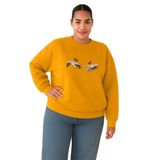BENROMA El Parmak Baskılı Büyük Beden Unisex Sweatshirt, Sarı, XL