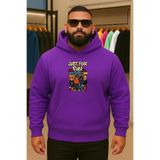 BENROMA Figür Baskılı Büyük Beden Sweatshirt, Mor, L