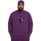 BENROMA Filistin Baskılı Büyük Beden Unisex Sweatshirt, Mor, 5XL