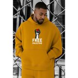 BENROMA Free Özgür Filistin Baskılı Büyük Beden Sweatshirt, Sari, 4XL